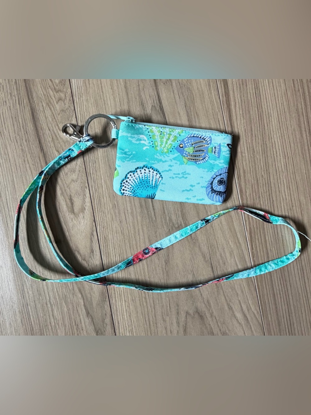 Vera Bradley ZIP ID & LANYARD Antilles Treasure Fish mini wallet NWOT